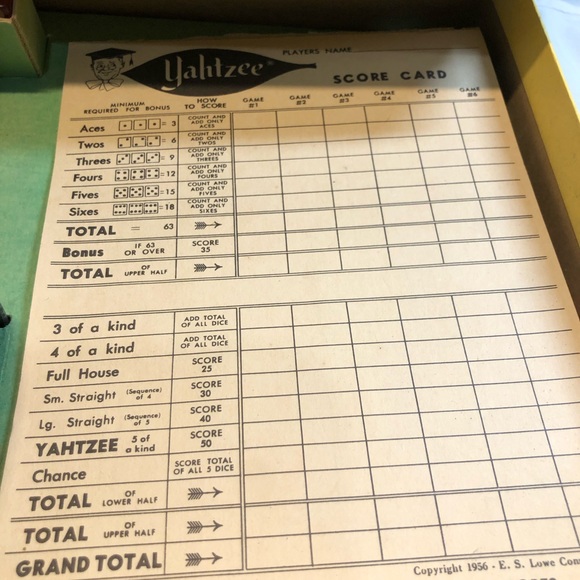 Vintage Yahtzee Game 1956, 1960 The Greeting Company Complete But No Orig Pencil - Picture 7 of 15